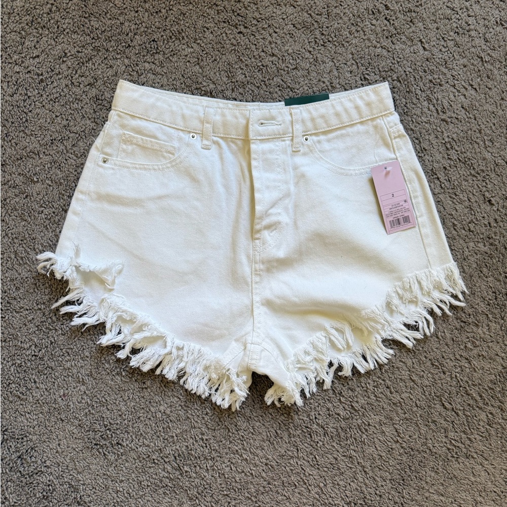 Wild Fable White Frayed Hem High-Rise Denim Shorts